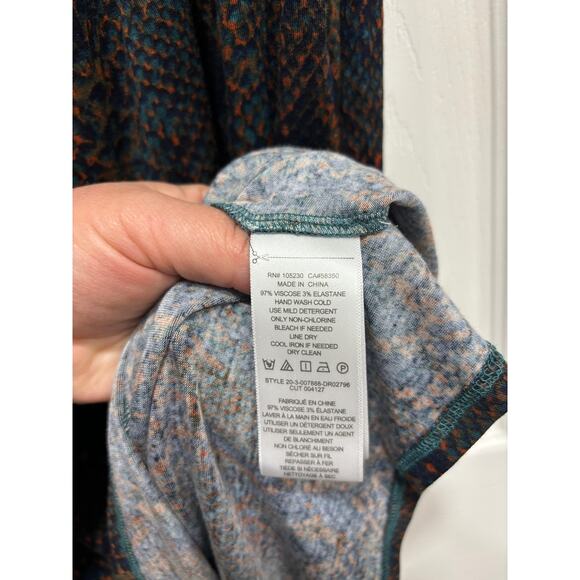 Joie Meika Printed Midi Sheath Dress Peacock Snakeskin Size Medium 3/4 S… - Picture 3 of 5